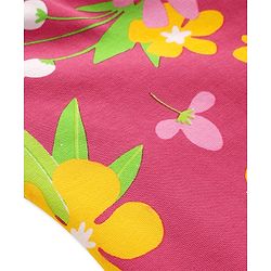 Pine Kids Cotton Lycra Knit Full Length Leggings With Floral Print - Dark Pink