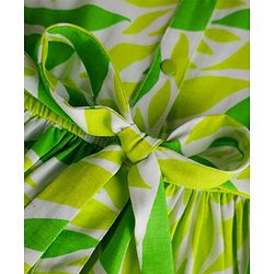 Pine Kids 100% Cotton Half Sleeves Frock With Tropical Theme Print - Lime Green