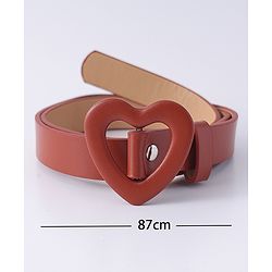 Pine Kids Free Size Belt with Heart Shape Buckle - Brown