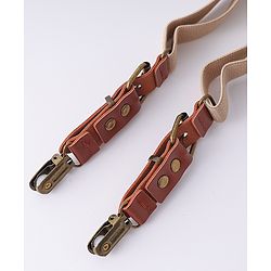 Pine Kids Free Size Bow & Suspender Set - Khaki & Brown