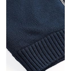 Pine Kids Knit Full Sleeves Front Open Hooded Sweater with Stripes - Navy Blue