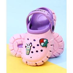 Pine Kids Back Strap Clogs with Applique - Pink