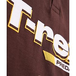 Pine Kids Cotton Knit Full Sleeves Hoodie with Dino Print - Brown