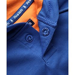 Pine Kids Cotton Knit Full Sleeves Cut & Sew Hooded Sweatshirt with Adventure Text Print & Kangaroo Pockets - Orange & Blue