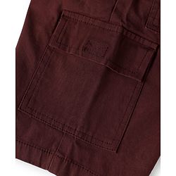Pine Kids Cotton Elastane Woven Above Knee Length Solid Shorts With Cargo Pockets - Dark Red