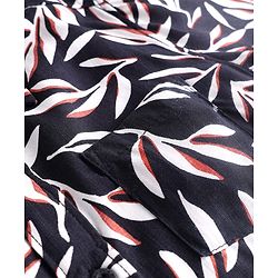 Pine Kids Viscose Woven Half Sleeves Leaves Printed Shirt - Black