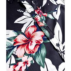 Pine Kids Viscose Woven Half Sleeves Shirt With Floral Print - Black