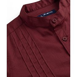 Pine Kids Cotton Woven Full Sleeves Solid Party Shirt - Maroon