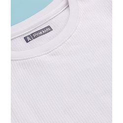 Pine Kids Cotton Knit Full Sleeves Solid Coloured Thermal Wear Set - White