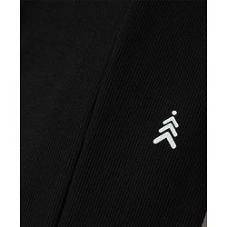 Pine Kids Cotton Knit Full Length Flared Leggings With Logo Print - Black