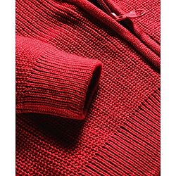 Pine Kids Knit Full Sleeves Solid Color Front Open Hooded Sweater Set - Red