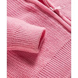 Pine Kids Knit Full Sleeves Solid Color Front Open Hooded Sweater Set - Pink