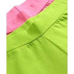 Pine Kids Cotton Knit Full Length Solid Colour Leggings Pack Of 2 - Pink & Lime Green