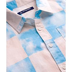 Pine Kids Cotton Woven Full Sleeves Shirts With Clouds Print - Light Pink