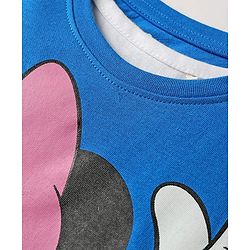 Pine Kids Disney Single Jersey Knit Half Sleeves Oversized Overlapped Drop Shoulder T-Shirt with Tank Top and Minnie Mouse Graphics - Blue & White