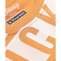 Pine Kids Disney Single Jersey Knit Oversized Drop Shoulder Half Sleeves T-Shirt With Mickey Mouse Graphics - Orange