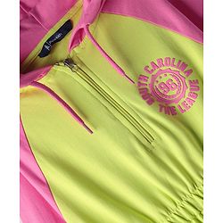 Pine Kids 100% Cotton Full Raglan Sleeves Hooded Sweatshirt Dress- Lime Green & Pink