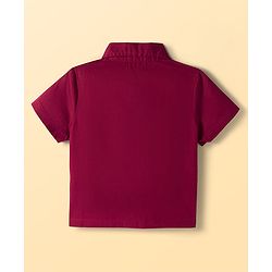 Pine Kids Cotton Woven Half Sleeves Solid Color Shrug with Pockets & Top - Wine & White