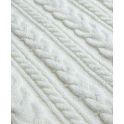 Pine Kids Knit Full Sleeves Pullover Sweater with Cable Knit Design - White