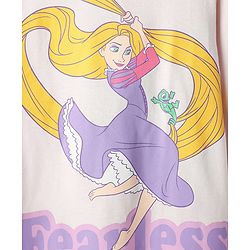 Pine Kids Disney Single Jersey Knit Full Sleeves Night Suit with Disney Princess Rapunzel Graphics - Lavender & White