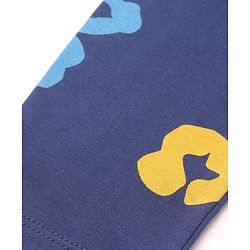 Pine Kids Cotton Knit Full Sleeves Co-ords Night Suit with Floral Print - Navy Blue