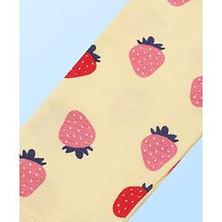 Pine Kids Cotton Knit Full Sleeves Co-ords Night Suit with Strawberry Print - Yellow
