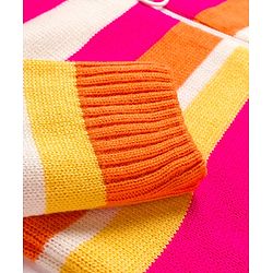 Pine Kids Knit Full Sleeves Hooded Front Open Sweater with Vest & Stripes - Multicolor