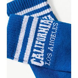 Pine Active Cotton Lycra Knit Terry Breathable Knee Length Football Socks with Text Design - Blue