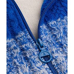 Pine Kids Knit Full Sleeves Front Open Hooded Sweater with Ombre Effect - Blue