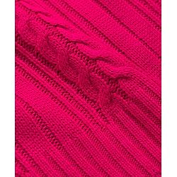 Pine Kids Knit Full Sleeves Pullover Sweater with Cable Knit Design - Dark Pink