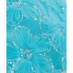 Pine Kids Woven Half Sleeves Party Dress With Floral Embroidery & Sequin Detailing - Light Blue