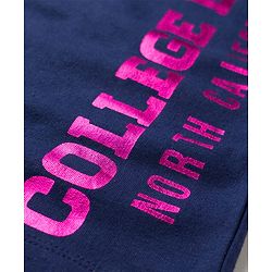 Pine Kids Single Jersey Knit Half Sleeves Twofer Style Top and Palazzo Set with College League Print - Navy Blue & Grey