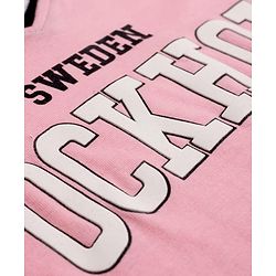 Pine Kids Single Jersey Knit Full Sleeves Top & Palazzo Set with Stockholm Text Print - Pink & Black