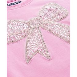 Pine Kids Cotton Knit Full Sleeves Sweatshirt With Sequin Detailing - Pink