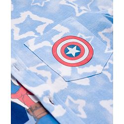 Pine Kids Marvel Single Jersey Knit Half Sleeves Shirt With T-Shirt & Captain America Graphics - Blue
