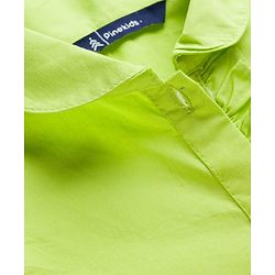 Pine Kids Poplin Woven Half Puffed Sleeves Shirt Style Top with Frill Detailing - Limegreean