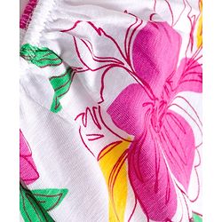 Pine Kids Cotton Knit Half Sleeves Shirt Top with Floral Print - White