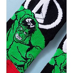 Pine Kids Marvel Knit Ankle Length Anti-Bacterial Socks with Avengers Graphic Pack of 3 - White & Black
