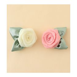 Pine Kids Hair Clips With Floral Applique Pack of 2 - Cream & Pink