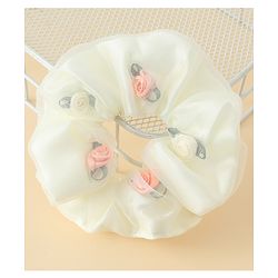Pine Kids Scrunchie Sets With Floral Applique - Blue & White