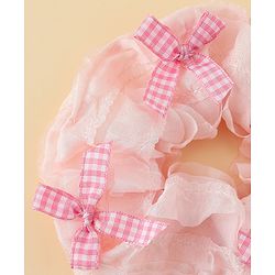 Pine Kids Rubber Bands & Scrunchies Sets With Bow Applique - White & Pink