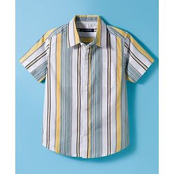 Pine Kids Viscose Woven Half Sleeves Shirt With Stripes - Multicolour