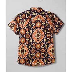 Pine Kids Viscose Woven Half Sleeves Floral Printed Shirt With Tank T-Shirt - Multicolour