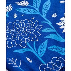 Pine Kids Cotton Knit Half Sleeves Frock With Floral Print - Blue