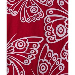 Pine Kids Single Jersey Knit Half Sleeves Co-ords Shorts Night Suit with Butterfly Print - Red