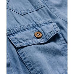 Pine Kids Cotton Woven Half Sleeves Solid Shirt Dress With Belt - Blue