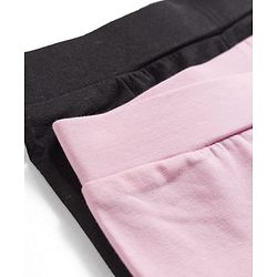 Pine Kids Cotton Lycra Knit Full Length Solid Color Leggings Pack of 2 - Black & Pink