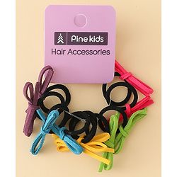 Pine Kids Hair Rubber Bands with Bow Pack of 5 Free Size - Multicolor