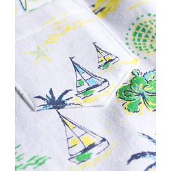 Pine Kids Single Jersey Knit Half Sleeves Shirt & Shorts Co-ord Set With Boat Print & Inner Tee - White