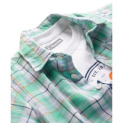 Pine Kids Cotton Woven Half Sleeves Checkered Shirt With T-Shirt - Multicolour